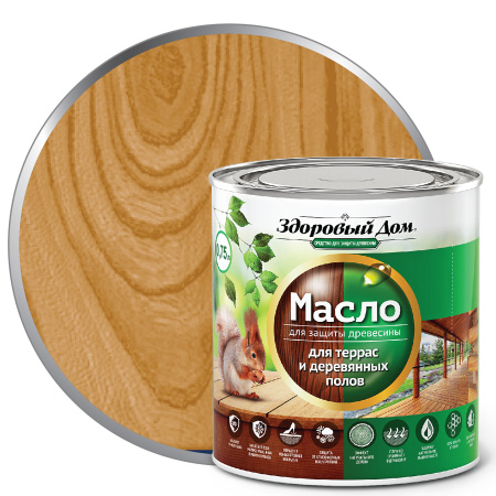 Масло Здоровый дом для террас, лестниц, полов тик 0,75 л